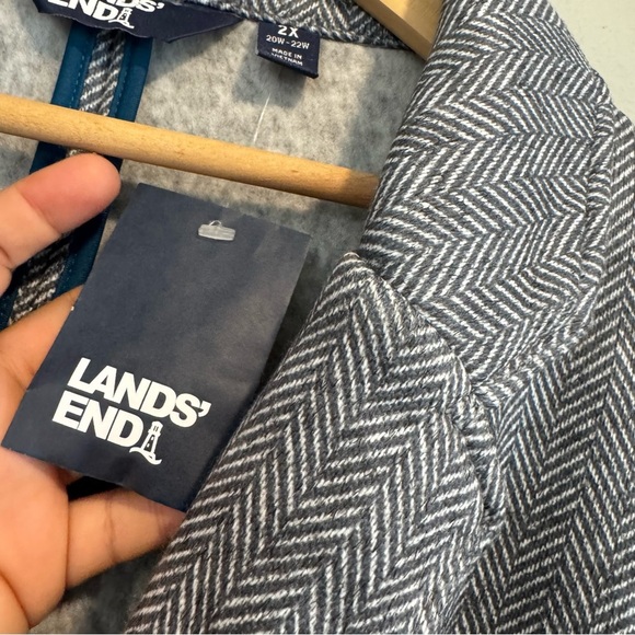 Lands’ End Women's One Button Blazer Jacket Chevron Fleece 2X - Picture 6 of 8